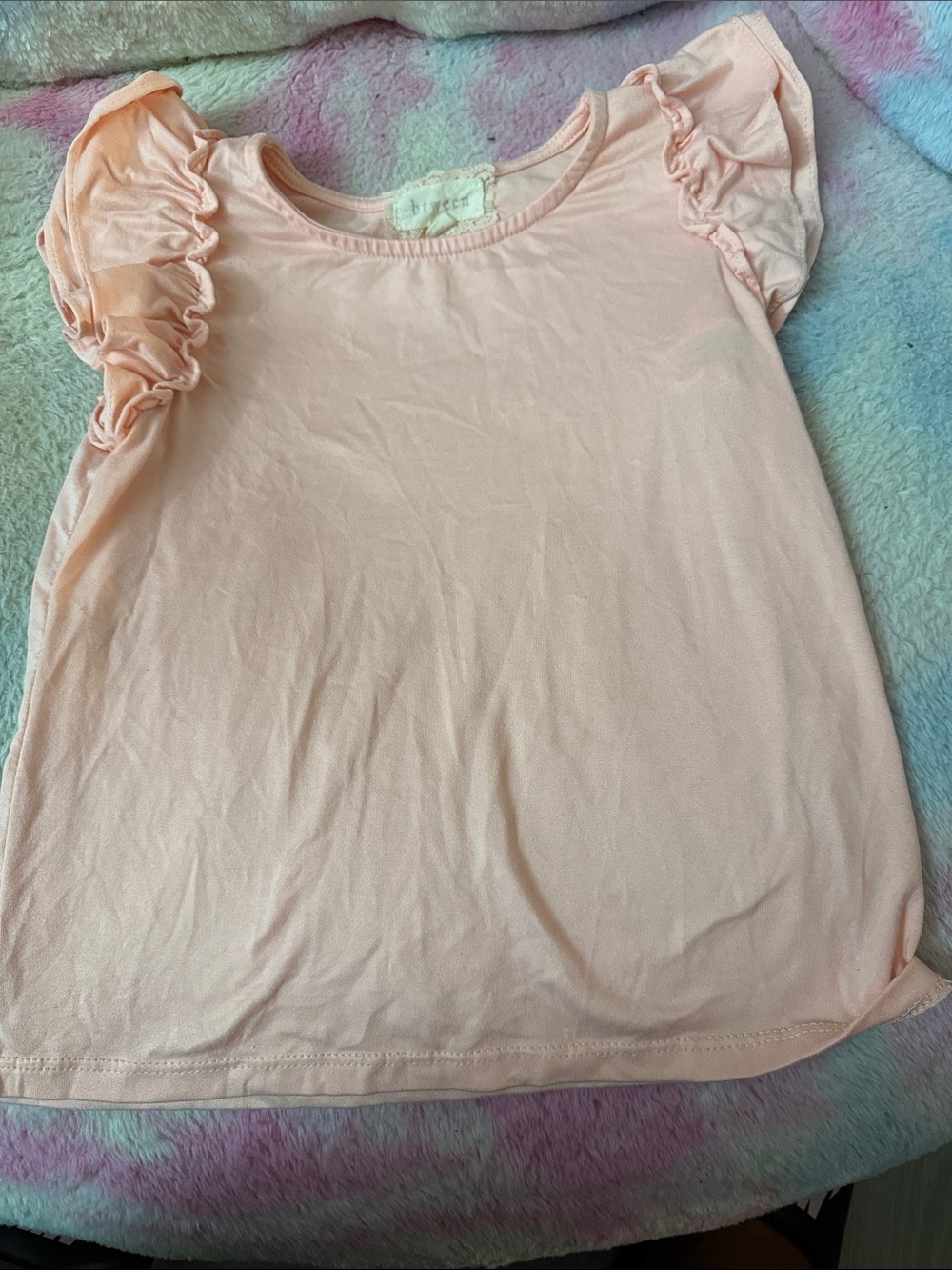 btween Peach Ruffle Sleeve Short-Sleeve Tee